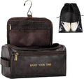 Flycalf Mens Toiletry Travel Bag Customized Mens Leather Toiletries Grooming Bag by Flycalf