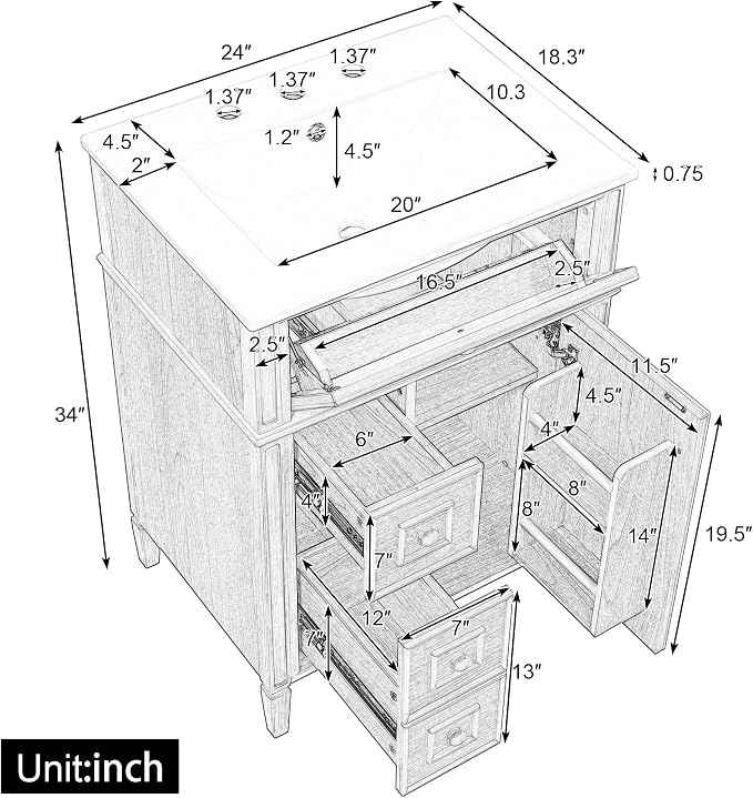 Harper & Bright Designs 24" Bathroom Vanity - Image 2