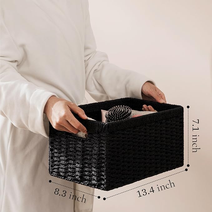 UBBCARE 2 Pack Wicker Basket, 13.4L×8.3H×7.1W inch Woven Paper Rope Storage - Image 3