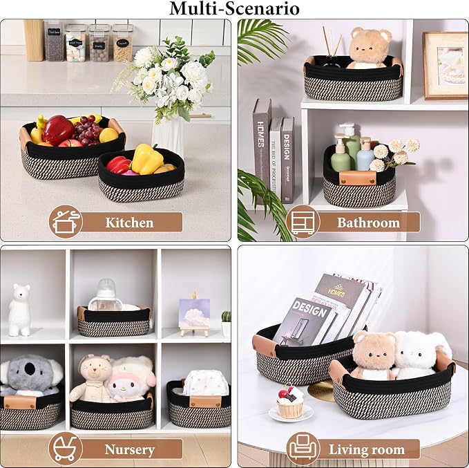 Storage Baskets for Organizing, Small Woven Basket Set of 6-4 Shelf Basket - Image 7
