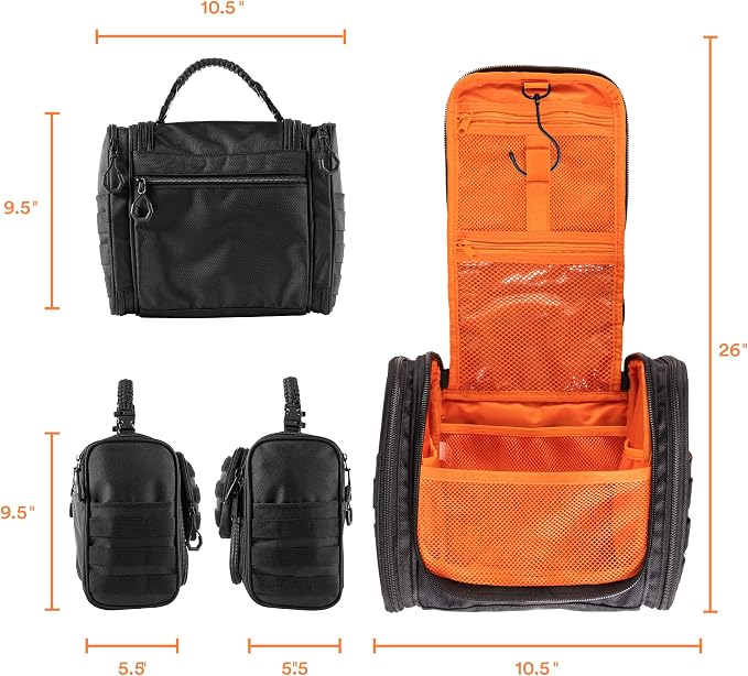 Fitdom Tactical Hanging Toiletry Bag Dopp Kit - Image 2