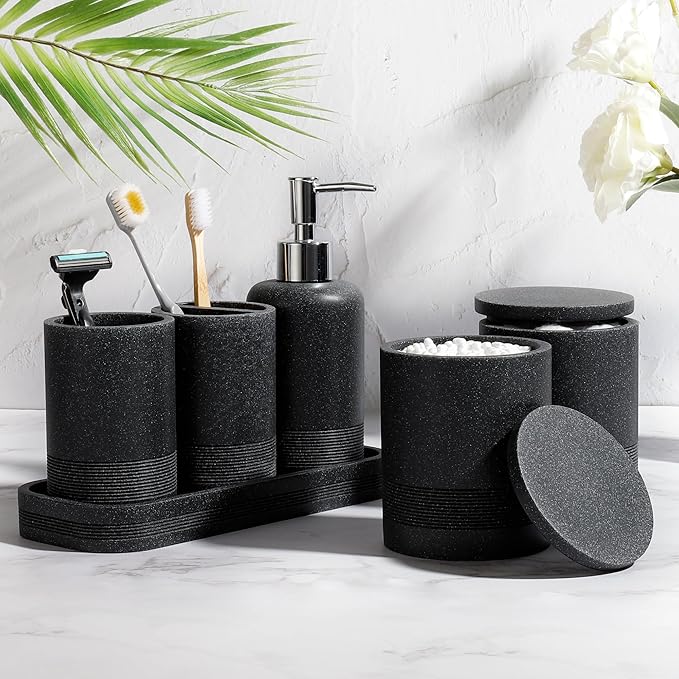 Bathroom Accessories Set, 6-Piece Bathroom Accessory Set, Toothbrush Holders Set - Image 2