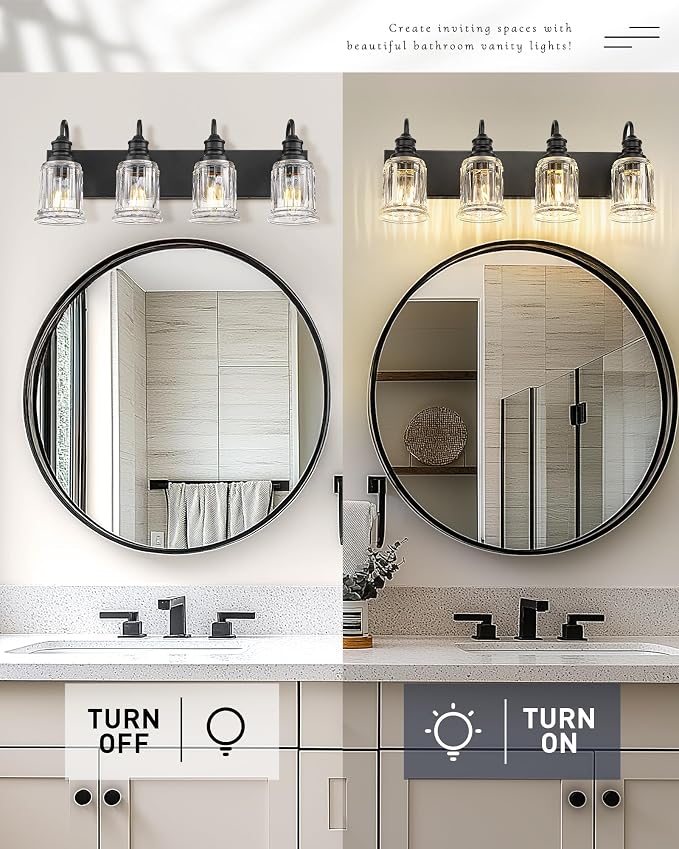 HWH 4-Light Bathroom Vanity Light, Wall Light Sconces - Image 4