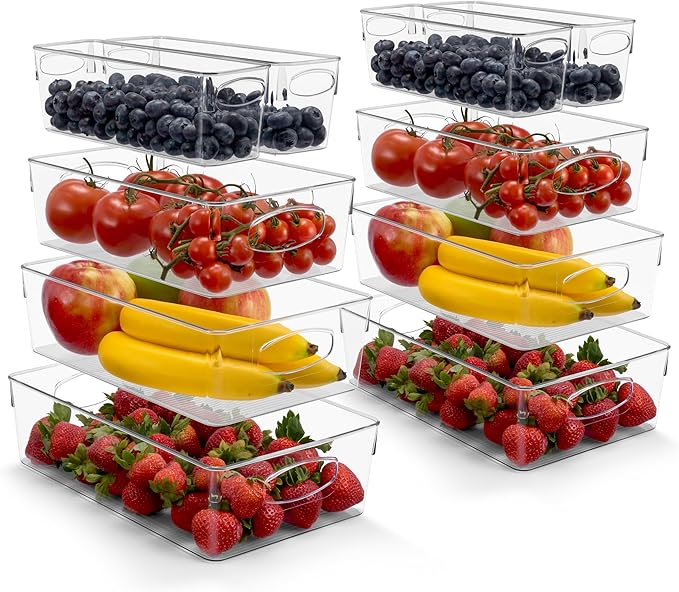 Sorbus Clear Plastic Organizing Bins 10-Pack, Refrigerator & Pantry Organizer by Sorbus