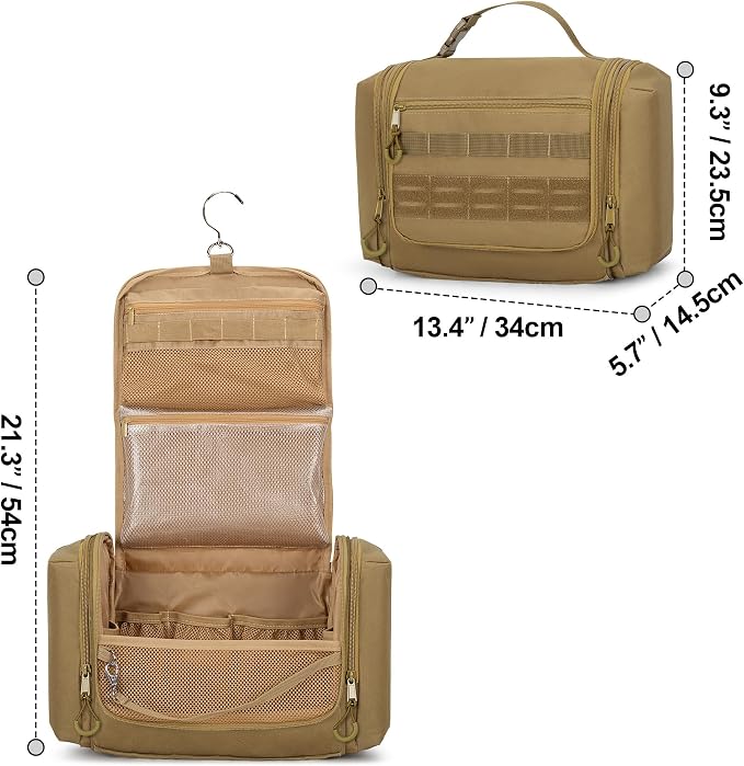Tactical Toiletry Travel Bag for Men, Hanging Dopp Kit Hygiene Bag Shower - Image 7