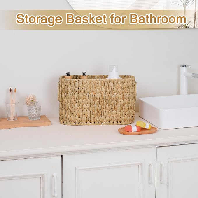 efluky Toilet Paper Storage Basket, Water Hyacinth Slim Toilet Paper Holder- - Image 5