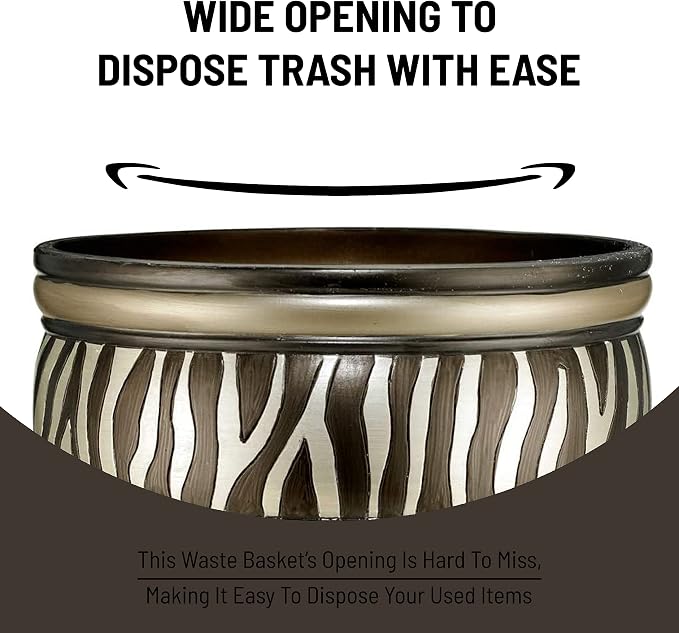 Zahari Home 2pc Safari Stripes Modern Bath Accessories Set Waste Basket & - Image 5