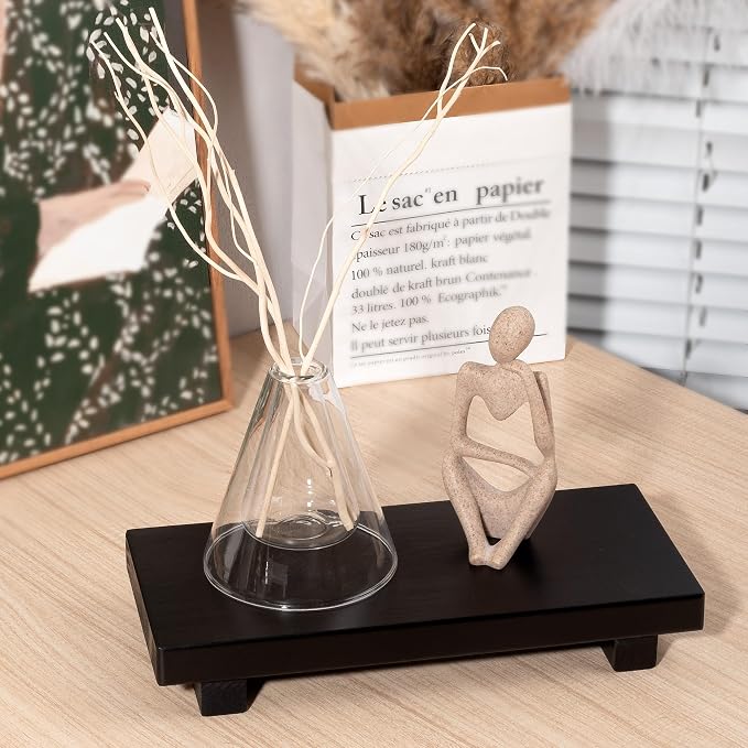 Bathroom Counter Organizer Wood Pedestal Stand Farmhouse Decorative Tray Soap - Image 4