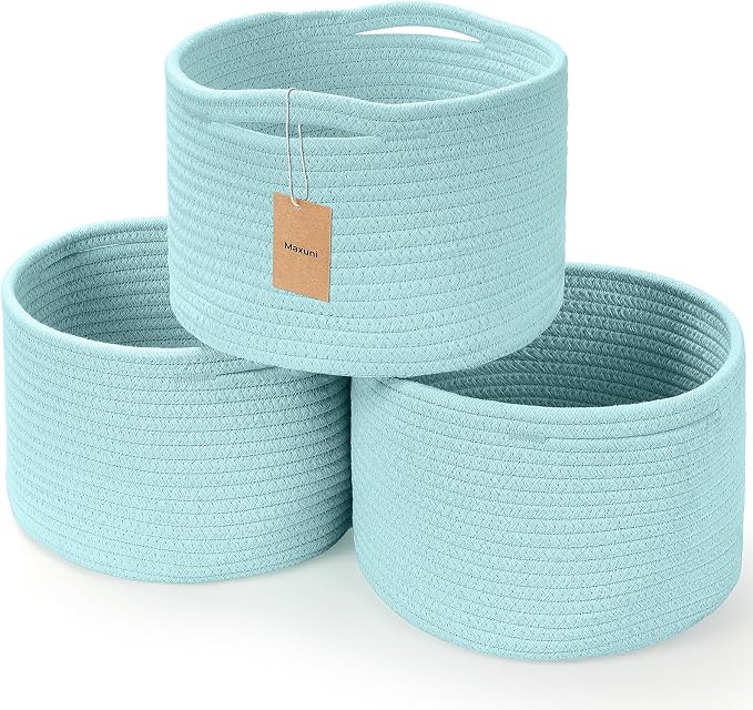 Small Rope Baskets for Storage, Baskets for Gifts Empty, Cute Round Woven Basket by MaxuniTechLife