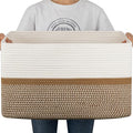 OIAHOMY Large Blanket Basket, 22”x17”x12” Rectangle Woven Baskets, Nursery by MasterofSpaceOptimization