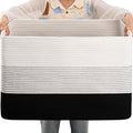 OIAHOMY 108L Large Cotton Rope Basket, Rectangle Woven Baskets by MasterofSpaceOptimization