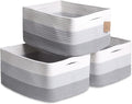 NaturalCozy Storage Baskets 16.8”x13”x7.6” Cotton Rope Woven Baskets by NaturalCozy