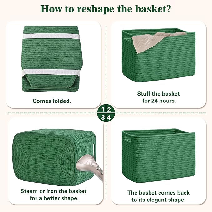 Storage Baskets for Organizing, 4 Pack Baskets for Shelves, Decorative Storage - Image 8