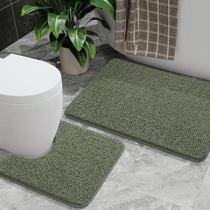 AROGAN Bathroom Rug Sets 2 Piece, Washable Bath Rug Set, Absorbent Soft Non by AROGANAREARUG