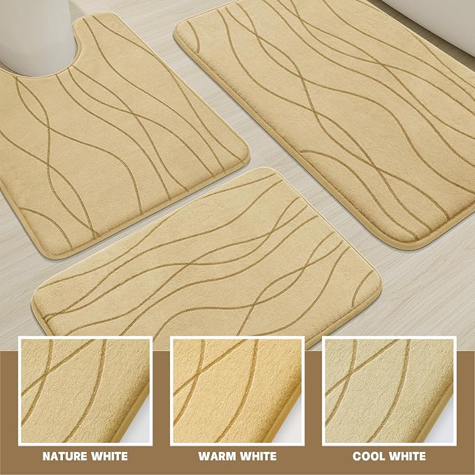YIHOUSE Memory Foam Bathroom Rug Sets 3 Piece, Ultra Absorbent Bath Mat - Image 3