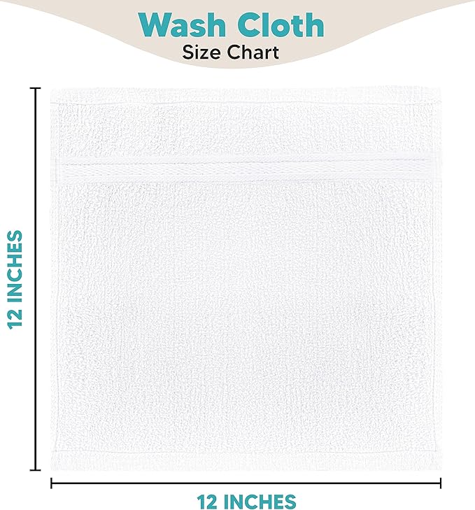 Towel and Linen Mart 100% Cotton- Wash Cloth Set -Pack of 4, Quick Dry - Image 7
