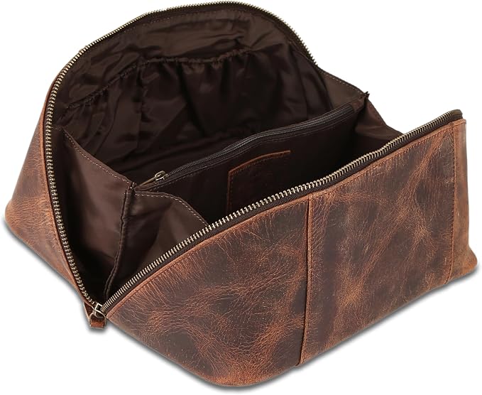 KomalC Luxury Leather Men’s Toiletry Travel Bag – Handmade Shaving Kit - Image 6