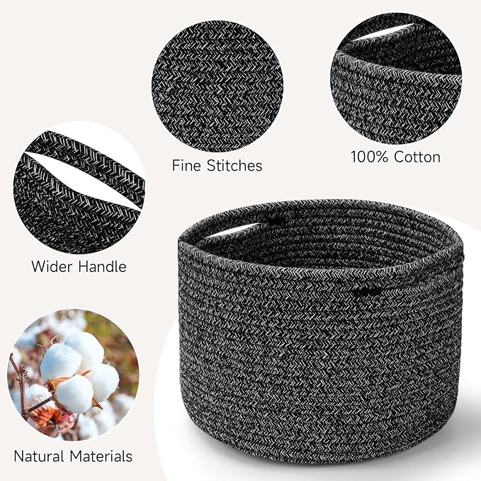 Small Rope Baskets for Storage, Baskets for Gifts Empty, Cute Round Woven Basket - Image 2