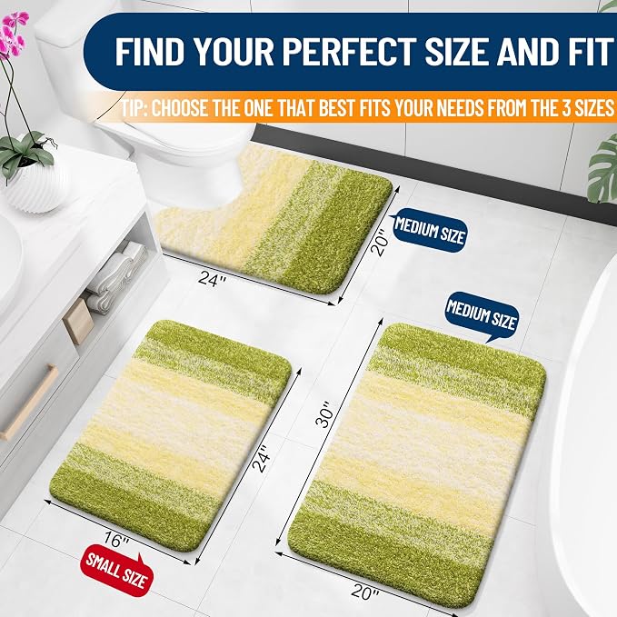 OLANLY Bathroom Rug Set 2 Piece, Soft Absorbent Microfiber Bath Mats and - Image 3