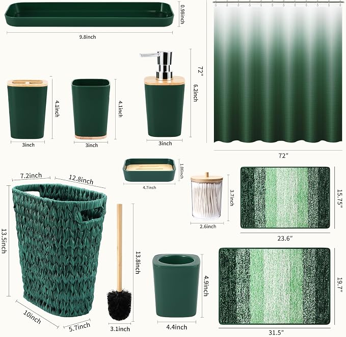 Dark Green Bathroom Accessories Set - Image 3