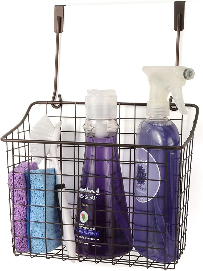 Spectrum Large Over Cabinet Door Organizer Bronze Wire Storage Basket - Image 4