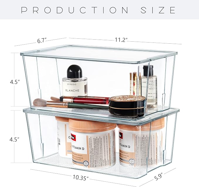 Hudgan Clear Plastic Storage Organizer Bins - Image 3