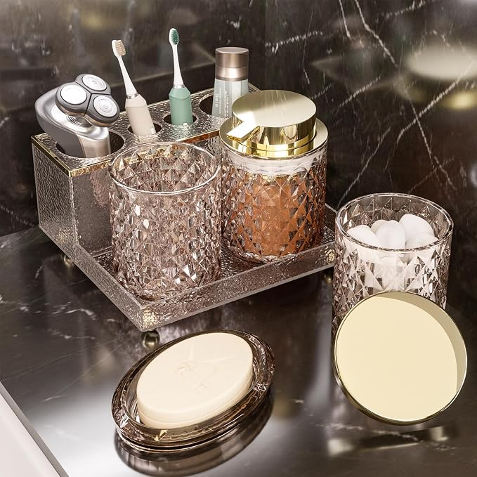 Glass Bathroom Accessories Set 5Pcs Crystal - Image 7