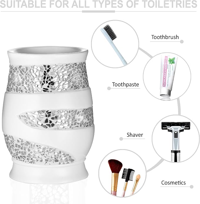 Zahari Home 4pc Sinatra Stylish Bathroom Accessories Set White Soap Dispenser - Image 5