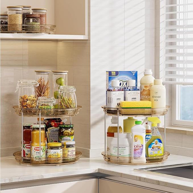LAMU 2 Pack 2 Tier Lazy Susan Turntable Organizer 10.6'' Rotating Spice Rack - Image 8