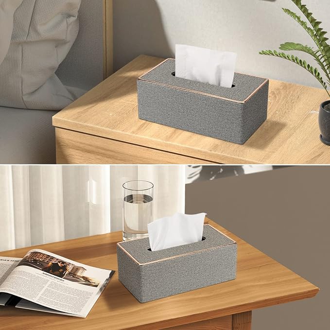 Tissue Box Cover Rectangular, PU Leather Tissue Box Holder - Image 6