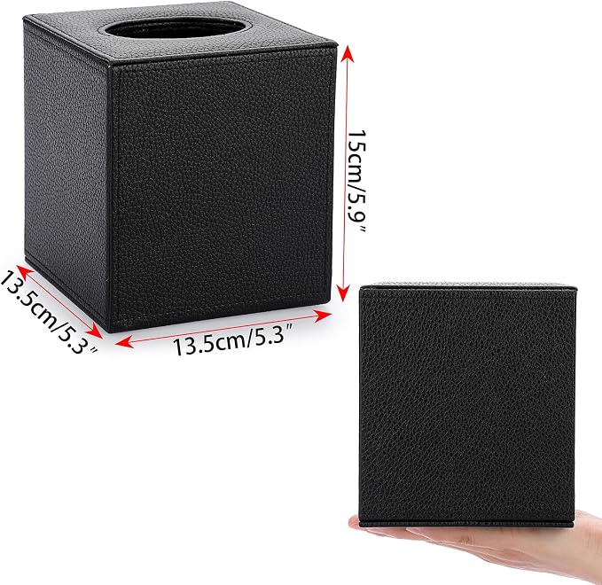 Sumnacon Tissue Box Cover Square Tissue Box Stylish PU Tissue Box Holder - Image 5