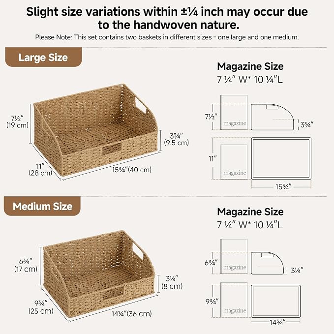 StorageWorks Pantry Baskets for Organizing, Paper Rope Storage Baskets for - Image 2