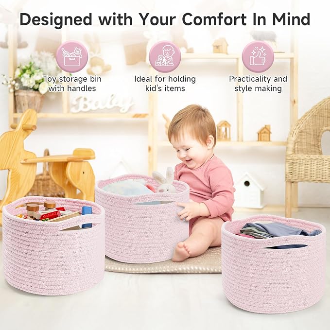 Small Rope Baskets for Storage, Baskets for Gifts Empty, Cute Round Woven Basket - Image 3