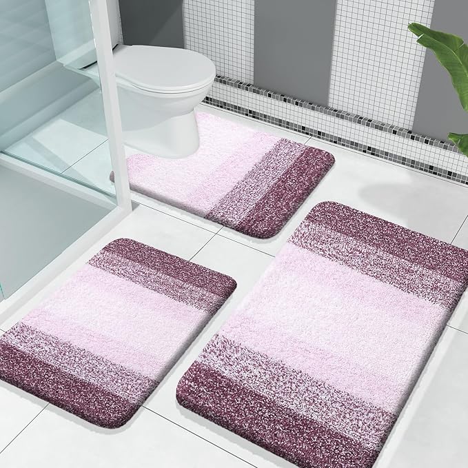 OLANLY Bathroom Rugs Sets 3 Piece, Soft Absorbent Microfiber Bath Mats and by OLANLY