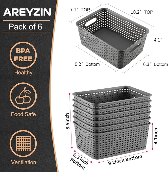 AREYZIN Plastic Storage Baskets Bins - Image 3
