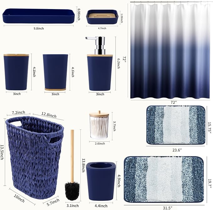 Navy Blue Bathroom Accessories Set - Image 3