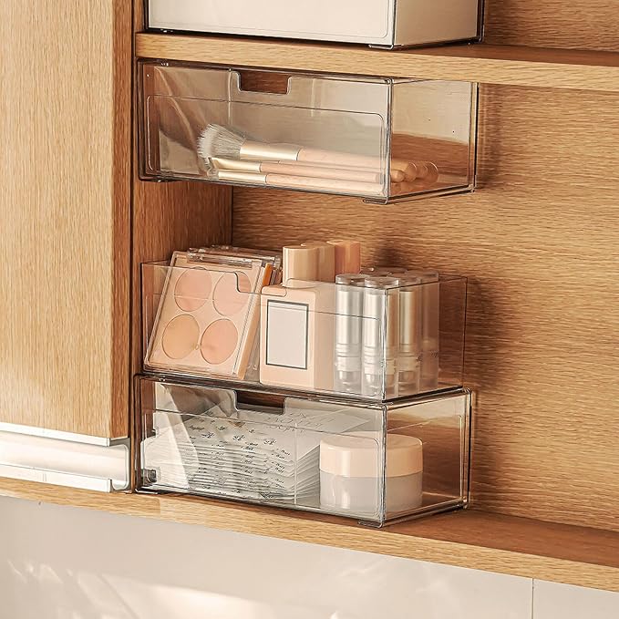 MORNITE Medicine Cabinet Drawer Organizer Set, 2-Tier Stackable Storage Drawers - Image 2