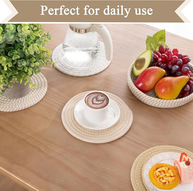 SHACOS 8 Inches Trivets for Hot Dishes, 4 Pieces Cotton Trivets Mats for Kitchen - Image 6