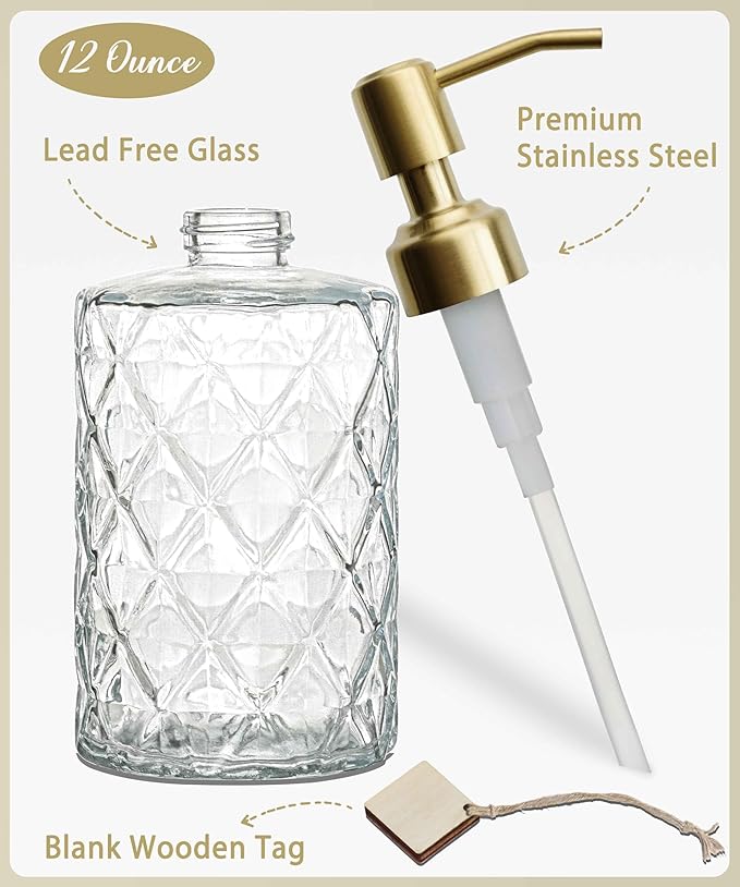JASAI Diamond Design Glass Soap Dispenser - Image 2