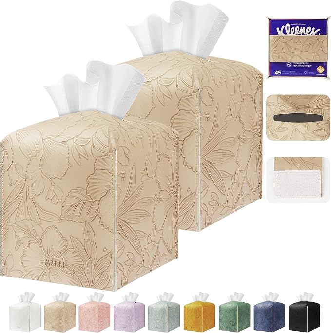 Tissue Box Holder Cover Square Tissue Cube Cover PU Leather Tissue Organizer by DecorateYourHome