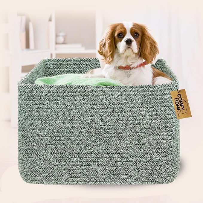 COMFY-HOMI Square Woven Cotton Rope Basket - Image 2