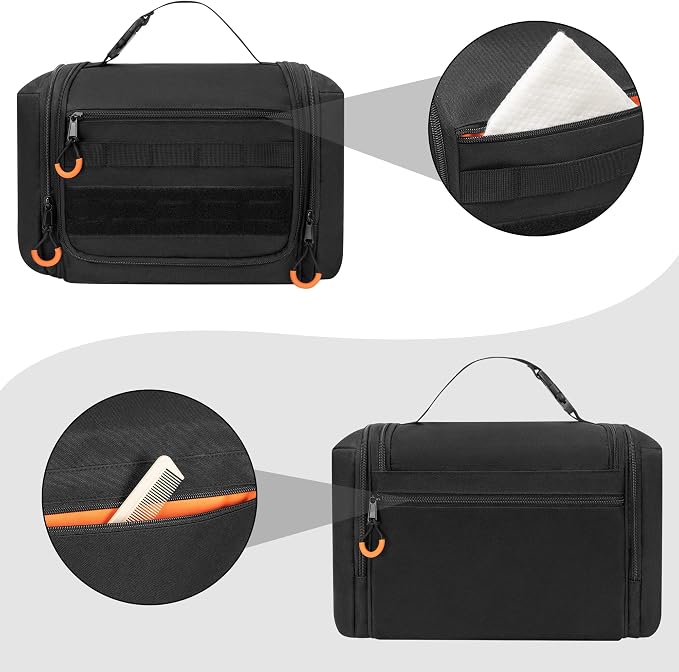 Tactical Toiletry Travel Bag for Men, Hanging Dopp Kit Hygiene Bag Shower - Image 4