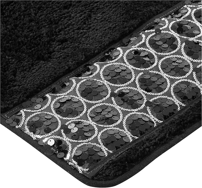 Zahari Home Sinatra Black Bathroom Rug Classic Luxury Bath Rug Contemporary - Image 2