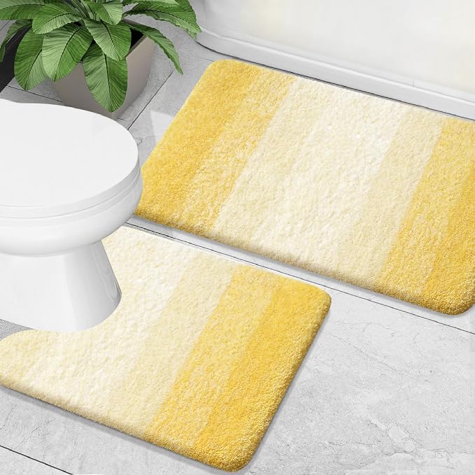 OLANLY Bathroom Rug Set 2 Piece, Soft Absorbent Microfiber Bath Mats and by OLANLY