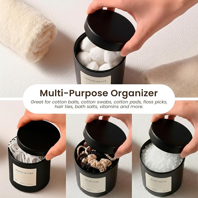MaisoNovo Qtip Holder Bathroom Set – Airtight Glass Qtip Holder - Image 4