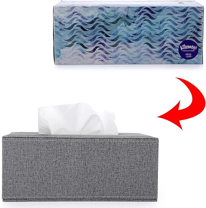 Sumnacon Tissue Box Cover Rectangle Linen Tissue Box, Stylish Tissue Box Holder - Image 7