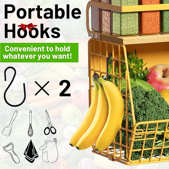 Magnetic Shelf for Fridge with Wood Lid, Fruit Potato and Onion Storage Bins - Image 6