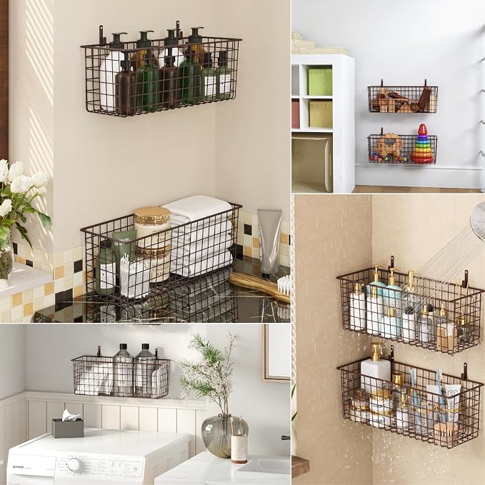 2 Sets Extra Large Hanging Wall Basket, WallmountedFruit Vegetable Toy Snack - Image 7