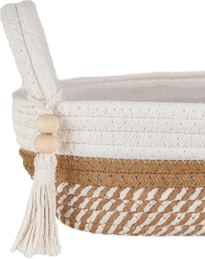 Mkono Small Storage Basket for Toilet Tank Top Boho Bathroom Decor Woven Rope - Image 4
