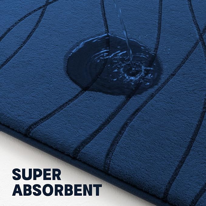 YIHOUSE Memory Foam Blue Bathroom Rug Sets 5 Piece, Ultra Absorbent Bath Mat - Image 5